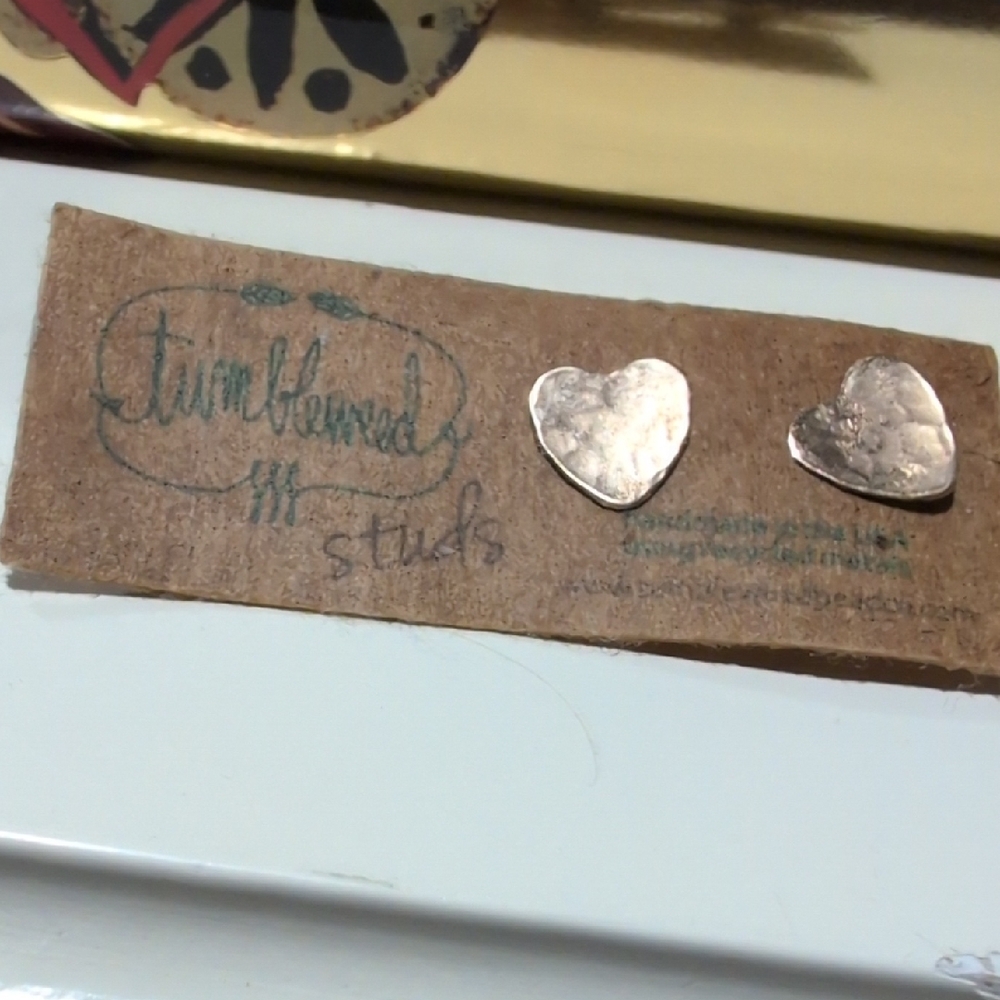 NWT Handmade Earrings - Heart Studs 💛💛